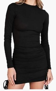 Black Bodycon Drawstring Dress
